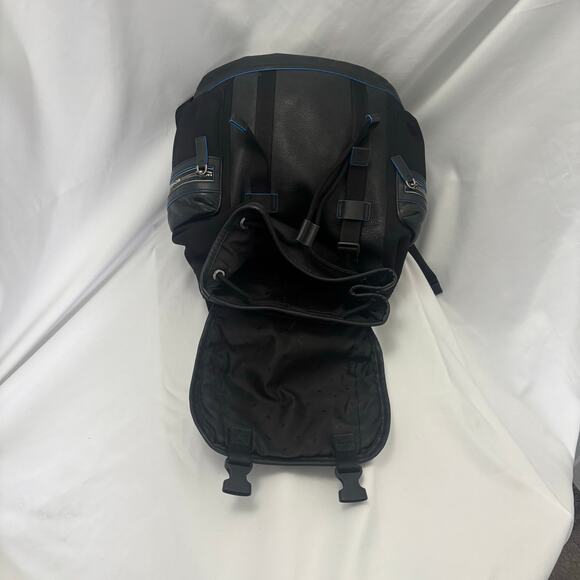 Michael Kors MK Black Nylon Leather Cooper Backpack Logo Patch Buckle Flap Bag main image 11